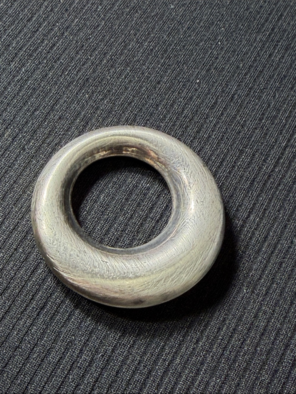 Polished Silver-Tone Men’s Donut Ring Accessory